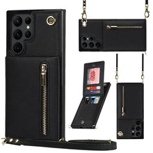 Load image into Gallery viewer, Cross-body Square Zipper Card Holder Bag Phone Case, For Samsung Galaxy S22+ 5G, For Samsung Galaxy S22 5G, For Samsung Galaxy S21 FE 5G, For Samsung Galaxy S22 Ultra 5G