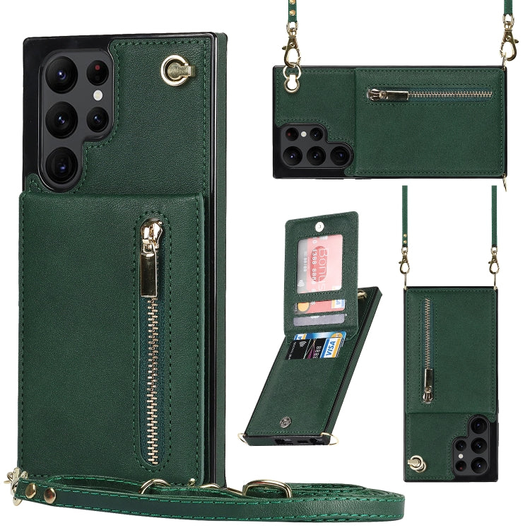 Cross-body Square Zipper Card Holder Bag Phone Case, For Samsung Galaxy S22+ 5G, For Samsung Galaxy S22 5G, For Samsung Galaxy S21 FE 5G, For Samsung Galaxy S22 Ultra 5G