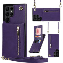 Load image into Gallery viewer, Cross-body Square Zipper Card Holder Bag Phone Case, For Samsung Galaxy S22+ 5G, For Samsung Galaxy S22 5G, For Samsung Galaxy S21 FE 5G, For Samsung Galaxy S22 Ultra 5G
