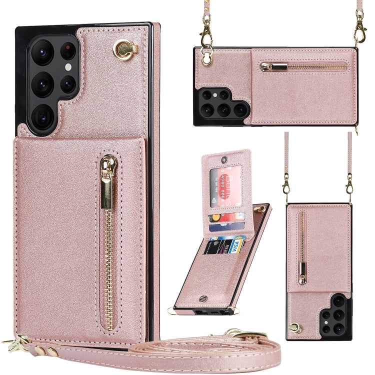 Cross-body Square Zipper Card Holder Bag Phone Case, For Samsung Galaxy S22+ 5G, For Samsung Galaxy S22 5G, For Samsung Galaxy S21 FE 5G, For Samsung Galaxy S22 Ultra 5G