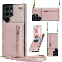 Load image into Gallery viewer, Cross-body Square Zipper Card Holder Bag Phone Case, For Samsung Galaxy S22+ 5G, For Samsung Galaxy S22 5G, For Samsung Galaxy S21 FE 5G, For Samsung Galaxy S22 Ultra 5G