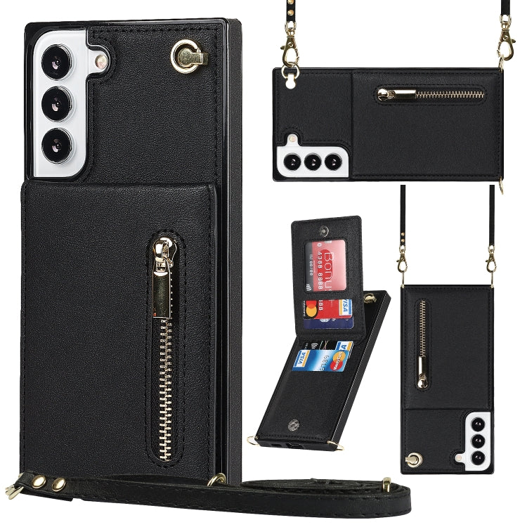 Cross-body Square Zipper Card Holder Bag Phone Case, For Samsung Galaxy S22+ 5G, For Samsung Galaxy S22 5G, For Samsung Galaxy S21 FE 5G, For Samsung Galaxy S22 Ultra 5G