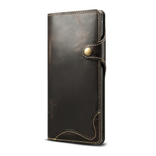 Load image into Gallery viewer, Denior Oil Wax Cowhide Magnetic Button Horizontal Flip Leather Case with Card Slots &amp; Wallet