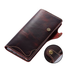 Load image into Gallery viewer, Denior Oil Wax Cowhide Magnetic Button Horizontal Flip Leather Case with Card Slots &amp; Wallet