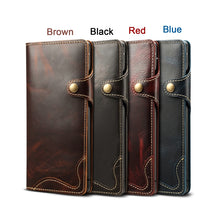 Load image into Gallery viewer, Denior Oil Wax Cowhide Magnetic Button Horizontal Flip Leather Case with Card Slots &amp; Wallet