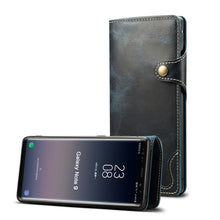 Load image into Gallery viewer, Denior Oil Wax Cowhide Magnetic Button Horizontal Flip Leather Case with Card Slots &amp; Wallet