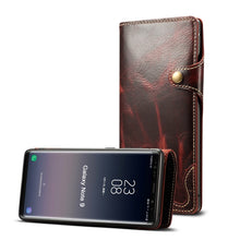 Load image into Gallery viewer, Denior Oil Wax Cowhide Magnetic Button Horizontal Flip Leather Case with Card Slots &amp; Wallet