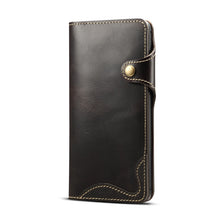 Load image into Gallery viewer, Denior Oil Wax Cowhide Magnetic Button Horizontal Flip Leather Case with Card Slots &amp; Wallet