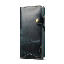 Load image into Gallery viewer, Denior Oil Wax Cowhide Magnetic Button Horizontal Flip Leather Case with Card Slots &amp; Wallet