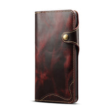 Load image into Gallery viewer, Denior Oil Wax Cowhide Magnetic Button Horizontal Flip Leather Case with Card Slots &amp; Wallet