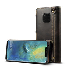 Load image into Gallery viewer, Denior Oil Wax Cowhide Magnetic Button Horizontal Flip Leather Case with Card Slots &amp; Wallet