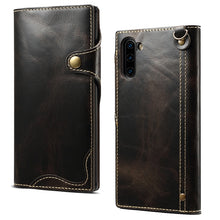 Load image into Gallery viewer, Denior Oil Wax Cowhide Magnetic Button Horizontal Flip Leather Case with Card Slots &amp; Wallet