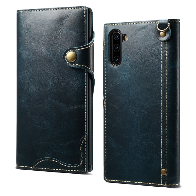 Denior Oil Wax Cowhide Magnetic Button Horizontal Flip Leather Case with Card Slots & Wallet