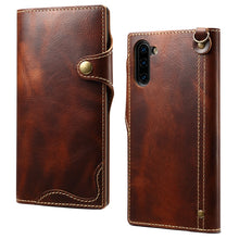 Load image into Gallery viewer, Denior Oil Wax Cowhide Magnetic Button Horizontal Flip Leather Case with Card Slots &amp; Wallet