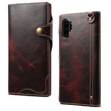Load image into Gallery viewer, Denior Oil Wax Cowhide Magnetic Button Horizontal Flip Leather Case with Card Slots &amp; Wallet