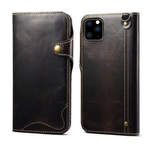 Load image into Gallery viewer, Denior Oil Wax Cowhide Magnetic Button Horizontal Flip Leather Case with Card Slots &amp; Wallet