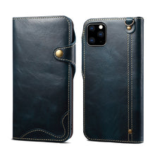 Load image into Gallery viewer, Denior Oil Wax Cowhide Magnetic Button Horizontal Flip Leather Case with Card Slots &amp; Wallet