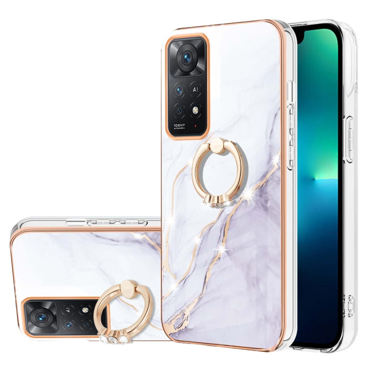 Electroplating Marble Pattern IMD TPU Shockproof Phone Case with Ring Holder, For Xiaomi Redmi Note 11 Pro 5G / 4G, For Xiaomi Redmi Note 11 4G / Note 11S, For Xiaomi Redmi Note 11 5G China / Poco M4 Pro 5G / Note 11T 5G India                          ...