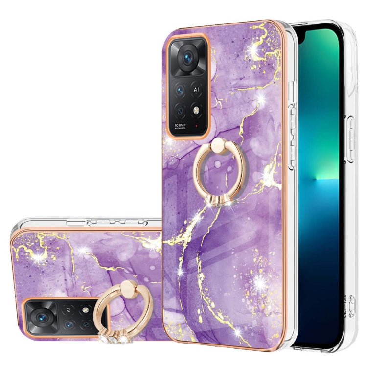 Electroplating Marble Pattern IMD TPU Shockproof Phone Case with Ring Holder, For Xiaomi Redmi Note 11 Pro 5G / 4G, For Xiaomi Redmi Note 11 4G / Note 11S, For Xiaomi Redmi Note 11 5G China / Poco M4 Pro 5G / Note 11T 5G India                          ...
