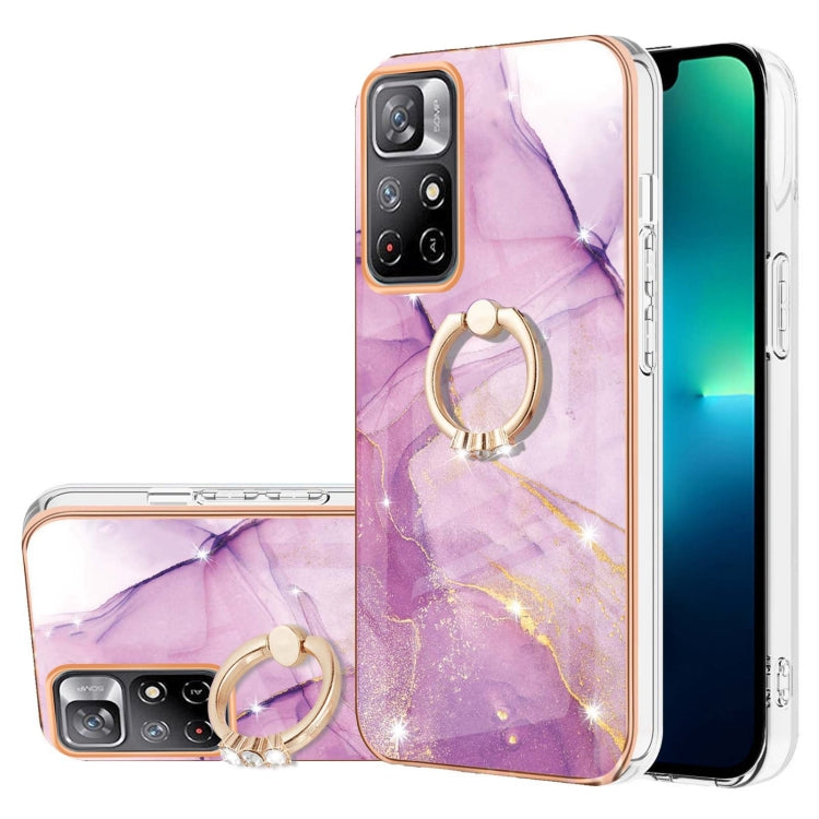 Electroplating Marble Pattern IMD TPU Shockproof Phone Case with Ring Holder, For Xiaomi Redmi Note 11 Pro 5G / 4G, For Xiaomi Redmi Note 11 4G / Note 11S, For Xiaomi Redmi Note 11 5G China / Poco M4 Pro 5G / Note 11T 5G India                          ...