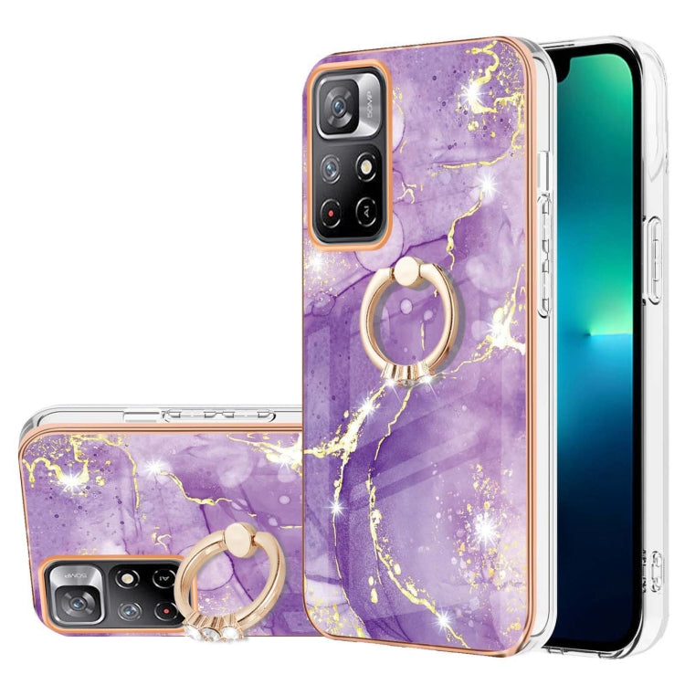 Electroplating Marble Pattern IMD TPU Shockproof Phone Case with Ring Holder, For Xiaomi Redmi Note 11 Pro 5G / 4G, For Xiaomi Redmi Note 11 4G / Note 11S, For Xiaomi Redmi Note 11 5G China / Poco M4 Pro 5G / Note 11T 5G India                          ...