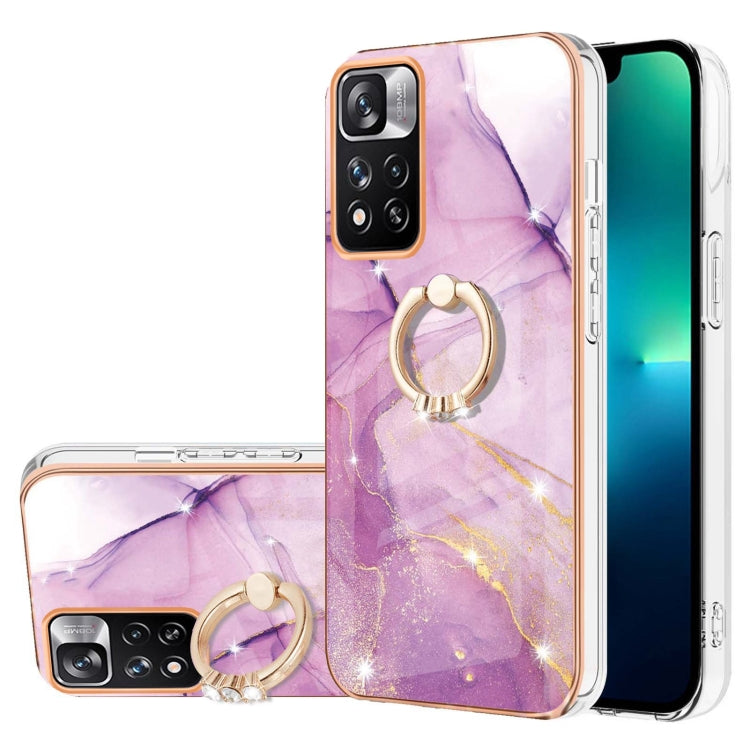 Electroplating Marble Pattern IMD TPU Shockproof Phone Case with Ring Holder, For Xiaomi Redmi Note 11 Pro 5G / 4G, For Xiaomi Redmi Note 11 4G / Note 11S, For Xiaomi Redmi Note 11 5G China / Poco M4 Pro 5G / Note 11T 5G India                          ...