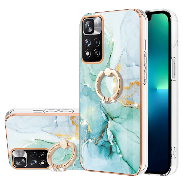 Electroplating Marble Pattern IMD TPU Shockproof Phone Case with Ring Holder, For Xiaomi Redmi Note 11 Pro 5G / 4G, For Xiaomi Redmi Note 11 4G / Note 11S, For Xiaomi Redmi Note 11 5G China / Poco M4 Pro 5G / Note 11T 5G India                          ...