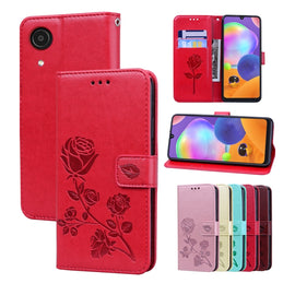 Rose Embossed Leather Phone Case, For Samsung Galaxy A03 Core, For Samsung Galaxy A03s 164mm, For Samsung Galaxy A03 164mm, For Samsung Galaxy A33 5G, For Samsung Galaxy A53 5G, For Redmi Note 11 Global Version / Note 11S 4G Global Version