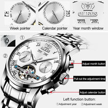 Load image into Gallery viewer, OLEVS 6607 Multi-function Men Big Flywheel Automatic Waterproof Mechanical Watch