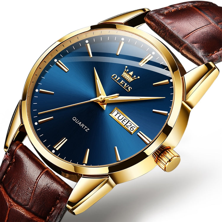 OLEVS 6898 Men Fashion Waterproof Dual Calendar Quartz Watch