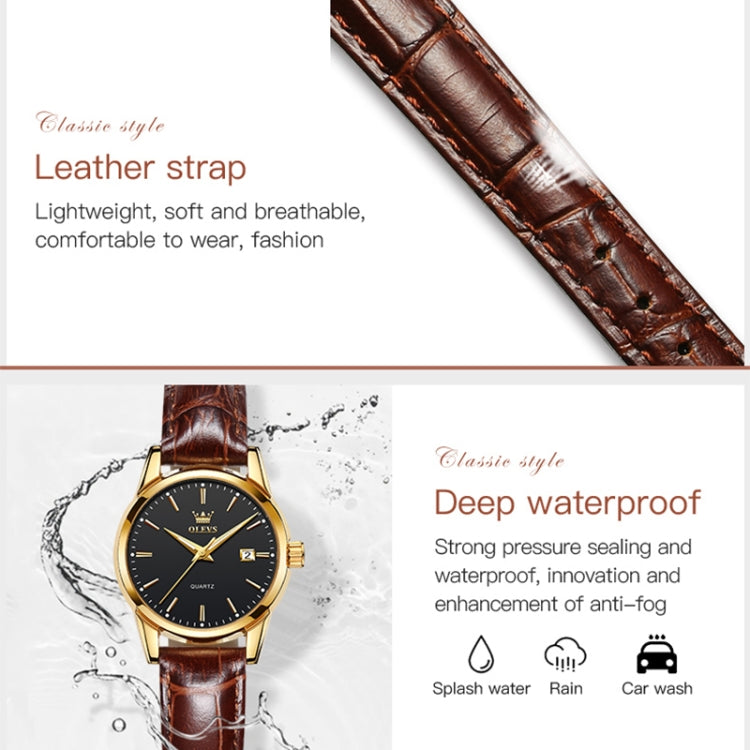 OLEVS 6898 Women Fashion Waterproof Dual Calendar Quartz Watch