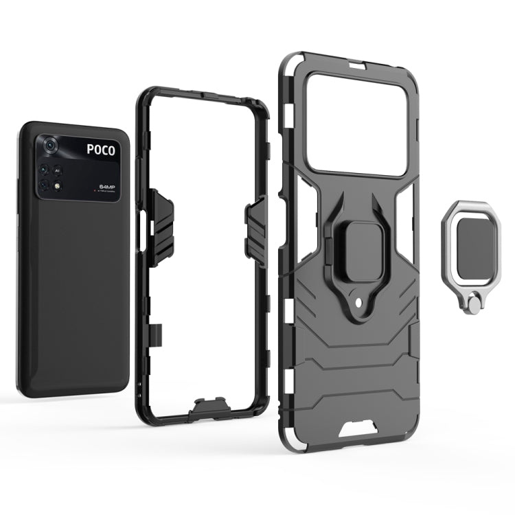 Shockproof PC + TPU Protective Phone Case with Magnetic Ring Holder, For Xiaomi Poco M4 Pro 4G, For Xiaomi Poco X4 Pro 5G