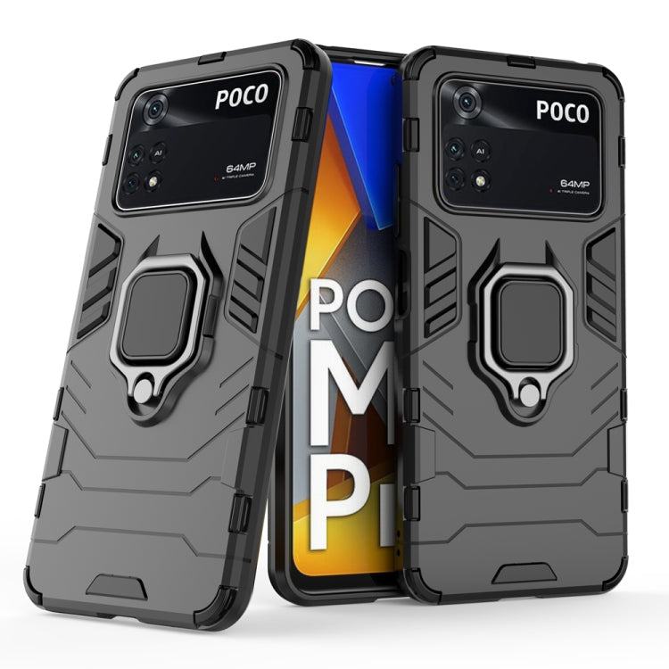 Shockproof PC + TPU Protective Phone Case with Magnetic Ring Holder, For Xiaomi Poco M4 Pro 4G, For Xiaomi Poco X4 Pro 5G