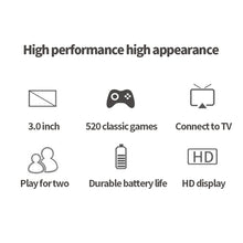 Load image into Gallery viewer, S8 3.0 inch Screen Classic Handheld Game Console Built-in 520 Games, S8 / Army Green, S8 / Black, S8 / Blue