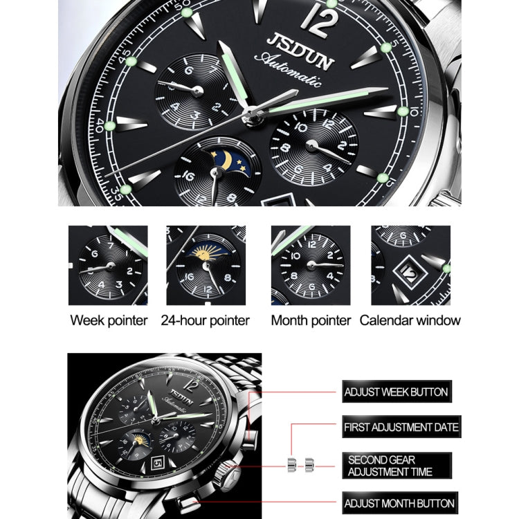 JIN SHI DUN 8750 Men Fashion Waterproof Luminous Mechanical Watch