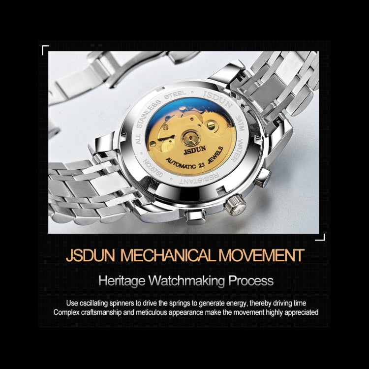 JIN SHI DUN 8750 Men Fashion Waterproof Luminous Mechanical Watch