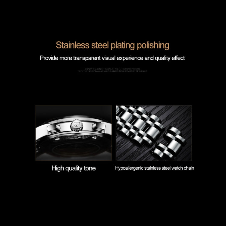 JIN SHI DUN 8750 Men Fashion Waterproof Luminous Mechanical Watch