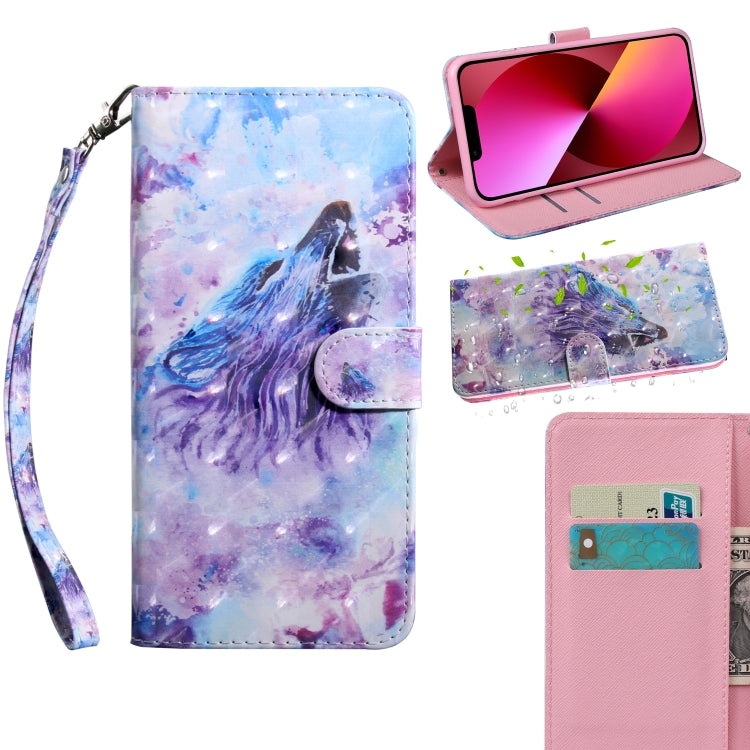 3D Painting Pattern Coloured Drawing Leather Phone Case, For iPhone 13 Pro Max, For iPhone 13 Pro, For iPhone 13, For iPhone 13 mini