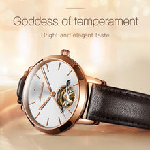 Load image into Gallery viewer, JIN SHI DUN 8812 Women Simple Hollowed Waterproof Automatic Mechanical Watch