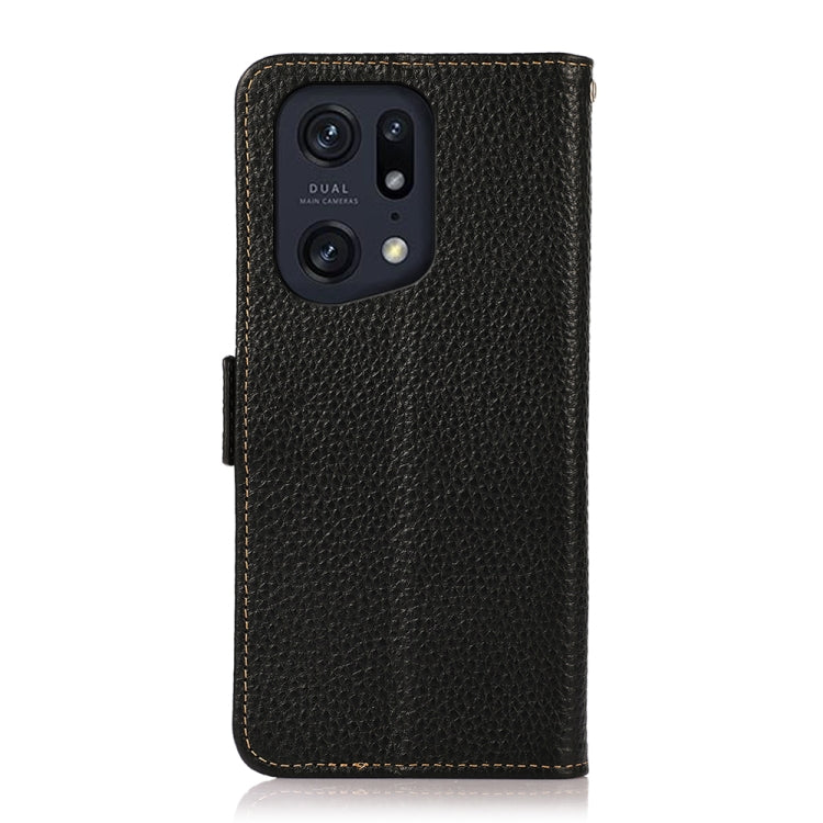 KHAZNEH Side-Magnetic Litchi Genuine Leather RFID Phone Case, For OPPO Find X5 Pro, For OPPO Find X5, For Xiaomi Redmi K40S 5G