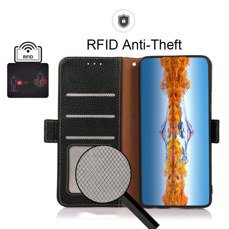 KHAZNEH Side-Magnetic Litchi Genuine Leather RFID Phone Case, For OPPO Find X5 Pro, For OPPO Find X5, For Xiaomi Redmi K40S 5G