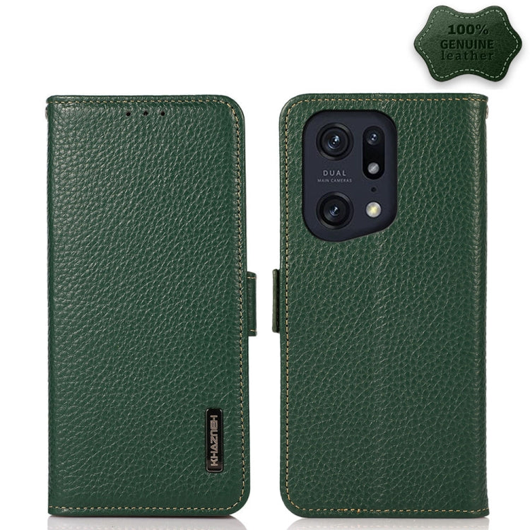 KHAZNEH Side-Magnetic Litchi Genuine Leather RFID Phone Case, For OPPO Find X5 Pro, For OPPO Find X5, For Xiaomi Redmi K40S 5G