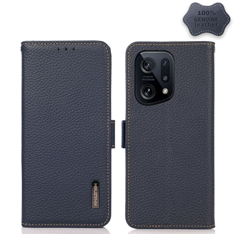 KHAZNEH Side-Magnetic Litchi Genuine Leather RFID Phone Case, For OPPO Find X5 Pro, For OPPO Find X5, For Xiaomi Redmi K40S 5G