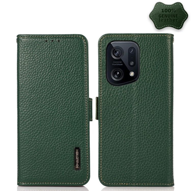 KHAZNEH Side-Magnetic Litchi Genuine Leather RFID Phone Case, For OPPO Find X5 Pro, For OPPO Find X5, For Xiaomi Redmi K40S 5G