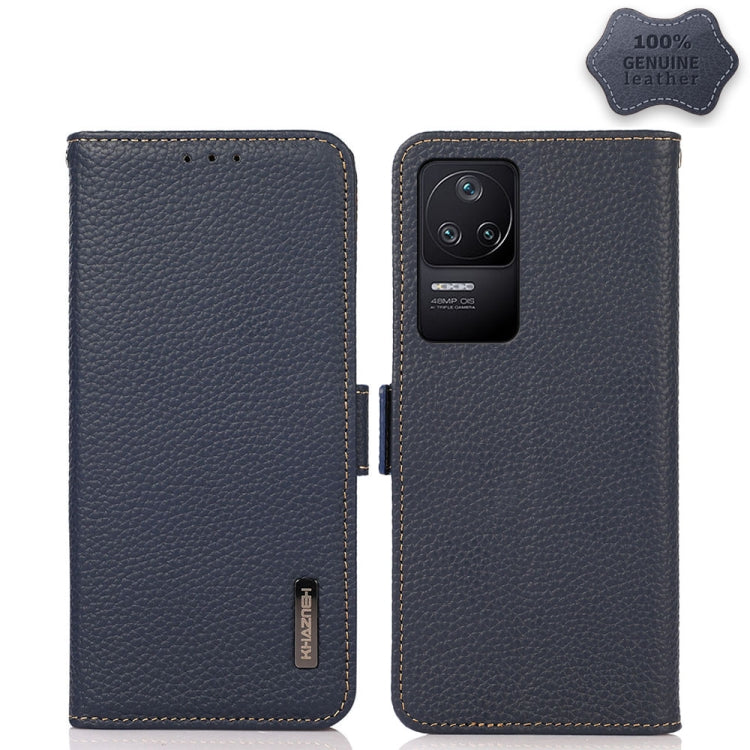 KHAZNEH Side-Magnetic Litchi Genuine Leather RFID Phone Case, For OPPO Find X5 Pro, For OPPO Find X5, For Xiaomi Redmi K40S 5G