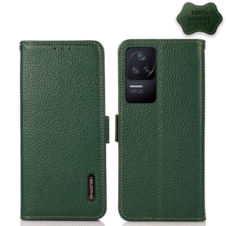 KHAZNEH Side-Magnetic Litchi Genuine Leather RFID Phone Case, For OPPO Find X5 Pro, For OPPO Find X5, For Xiaomi Redmi K40S 5G