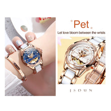 Load image into Gallery viewer, JIN SHI DUN 8831 Women Fashion Diamond Hollowed Waterproof Ceramic Mechanical Watch