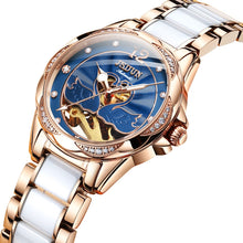 Load image into Gallery viewer, JIN SHI DUN 8831 Women Fashion Diamond Hollowed Waterproof Ceramic Mechanical Watch
