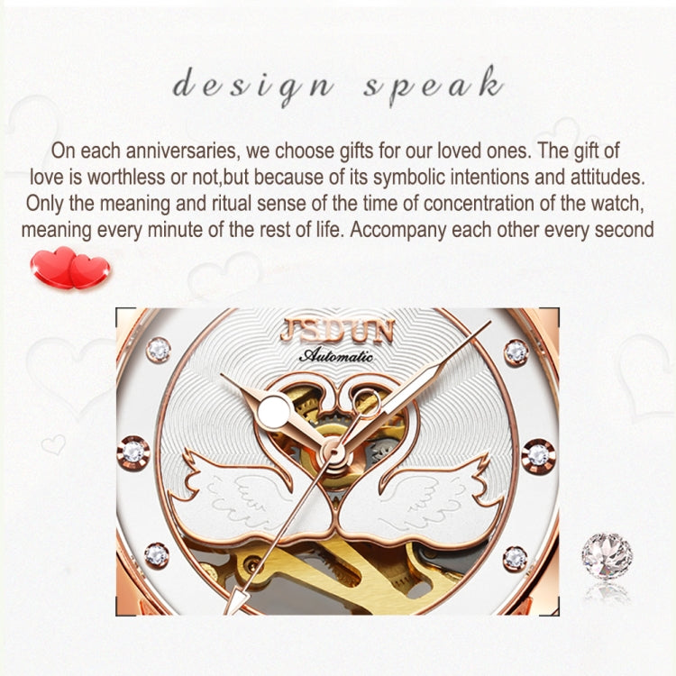 JIN SHI DUN 8831 Women Fashion Diamond Hollowed Waterproof Ceramic Mechanical Watch