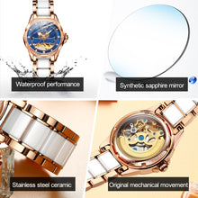 Load image into Gallery viewer, JIN SHI DUN 8831 Women Fashion Diamond Hollowed Waterproof Ceramic Mechanical Watch